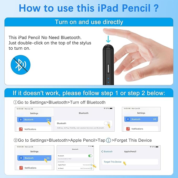 Stylus Pen for Apple iPad A16/11th 2025-2018 iPad Pencil A16/11/10/9/8/7/6,Air 11"/13" M3/M2/5th-3rd,Pro 13"/11"/M4/12.9",Mini A17 Pro/6/5th Stylus Palm Rejection Tilt Sensitivity Fast Charge-Black