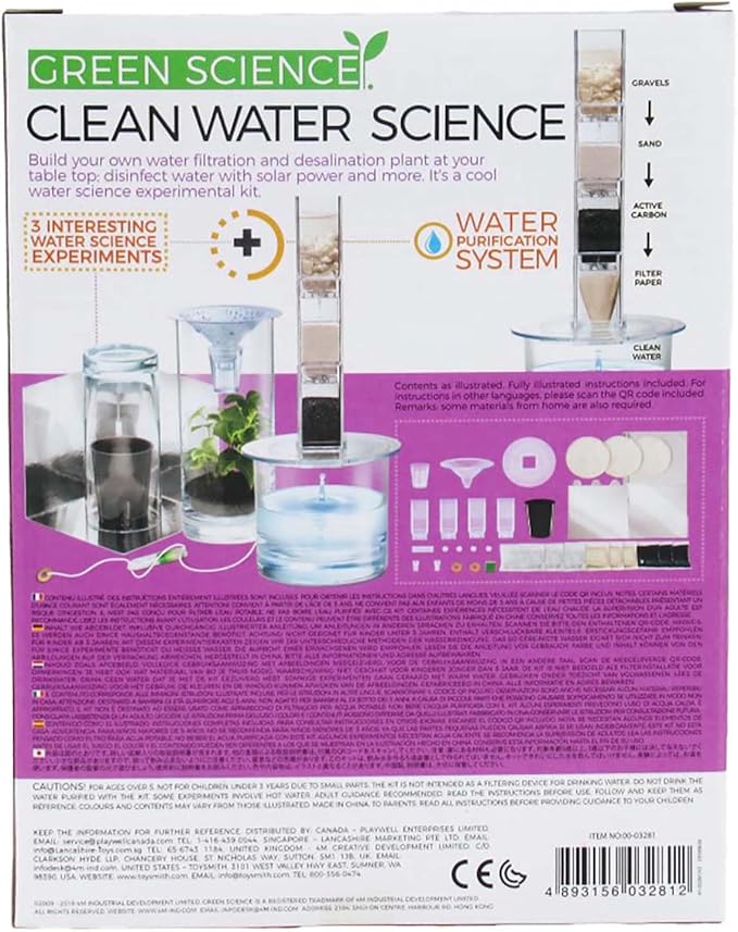 4M: Green Science: Clean Water Science - DIY Mini Water Filtration & Desalination Plant Kit, Solar Powered, STEM Experiment Activity, Kids Ages 5+