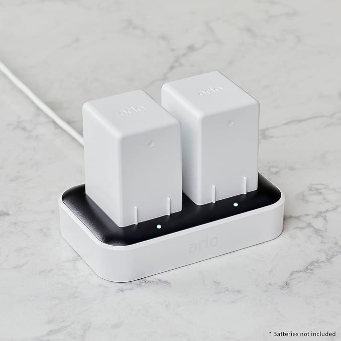 Arlo Dual Charging Station Certified Accessory - Charge up to Two Batteries, Works Rechargeable Batteries (VMA5400) XL Rechargeable Batteries (VMA5420) Only - VMA5400C