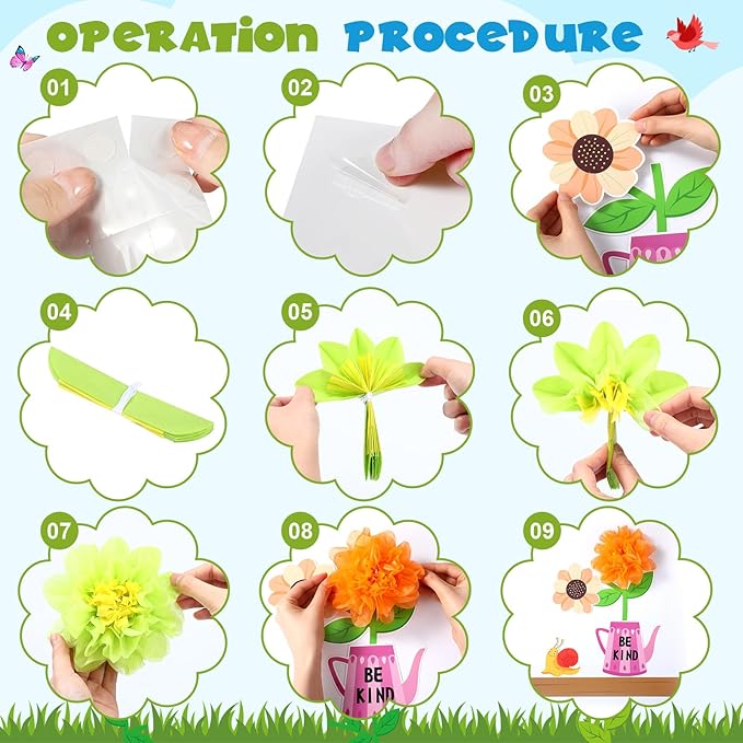 73 Pcs Flower Bulletin Board Decoration Set with 3D Paper Flower Never Stop Growing Classroom Decor Inspirational Bulletin Board Decor for Motivational Classroom School Home Chalkboard Wall