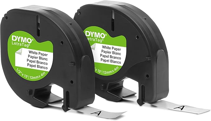 DYMO(R) LT 10697 Black-On-White Tape, 0.5in. x 13ft., 10697