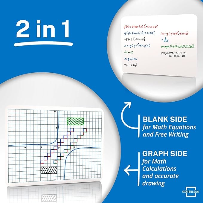 2 Pack Dry Erase XY Axis Lap Board 9”X12” | Interactive Learning Coordinate Grid Whiteboard (Double Sided)