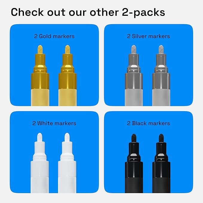 ARTISTRO 2 White Acrylic Paint Markers - 3mm Medium-Tip Paint Pens - Perfect for Crafting, Art Projects, & More