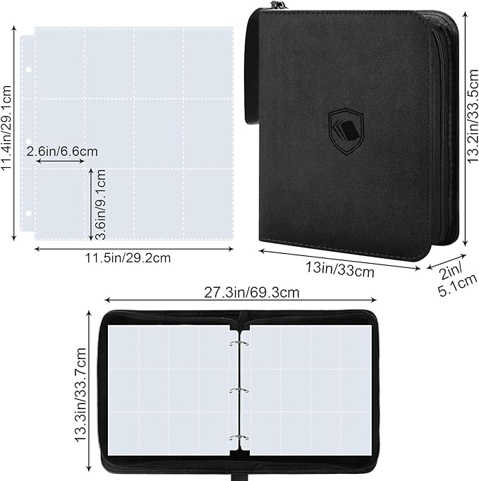 1200 Pockets Trading Card Binder, PU Cover Zipper Card Collection Album, Sturdy Card Folder Holder for MTG, TCG, Game Cards, Sports Cards