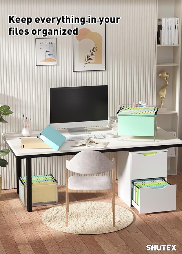 Extra Capacity Plastic Hanging File Folders,12 Pack Reinforced Expanding Hang Folder Legal Size,Accordian Pocket,Heavy Duty 2 Inch Expansion,Hanging Folder Organizer for Office Home, Pastel Colors