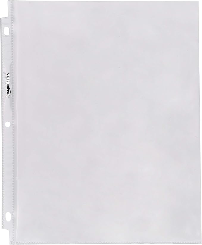 Amazon Basics Sheet Protectors for 3 Ring Binder, Heavyweight, Acid-Free, Clear Plastic Sleeves, Letter Size, 8.5 x 11 Inch, 100-Pack