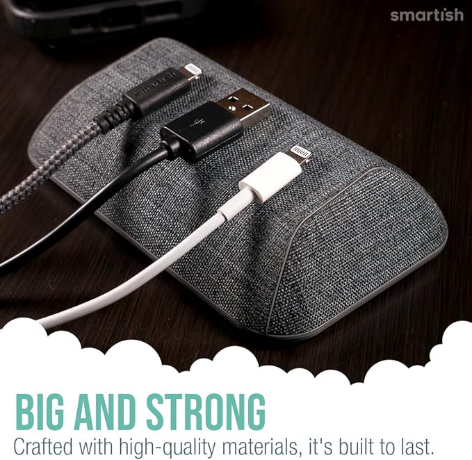 Smartish® Magnetic Cord Holder - Bigger Cable Wrangler Organizer with Magnet Clips for Charger Management on Desktop, Nightstand - Holds 6+ Cables - No. 2 Pencil Gray