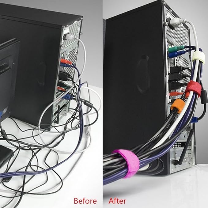 Pasow 50pcs Cable Ties Reusable Fastening Wire Organizer Cord Rope Holder 7 Inch (Multi-Colour)