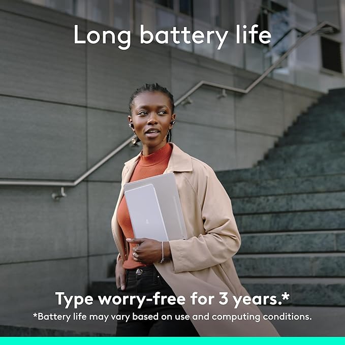 Logitech Keys-to-GO 2 Portable Compact Wireless Keyboard with Built-in Cover, Slim Tablet Keyboard for iPad, iPhone, Mac, Apple TV - Pale Grey