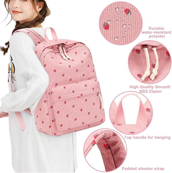 Bluboon School Backpack Set Girls Womens Laptop Bookbag Casual Daypack Fits 15 inch Laptop with Lunch Tote Bag and Pencil Bag