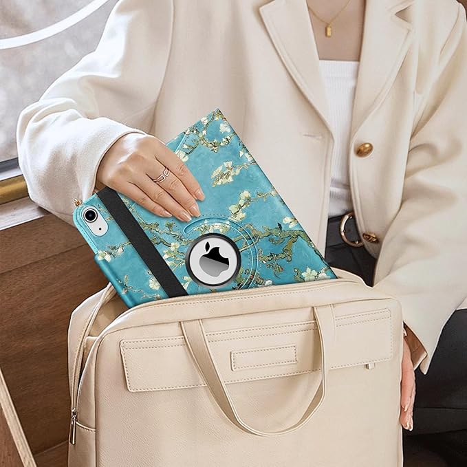 Fintie Rotating Case for iPad (A16) 11th Generation 11 Inch (2025), iPad 10th Generation 10.9 Inch (2022) - [Built-in Pencil Holder] 360 Degree Rotating Protective Stand Cover, Blossom