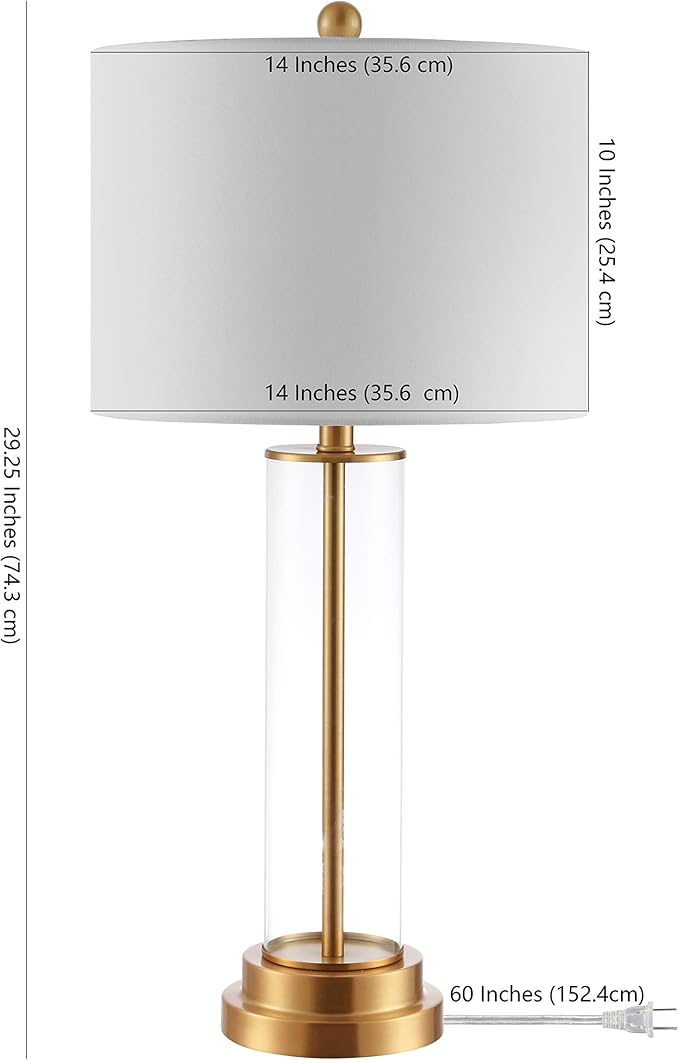 SAFAVIEH Lighting Collection Cassian Modern Contemporary Farmhouse Glass 26-inch Bedroom Living Room Home Office Desk Nightstand Table Lamp (LED Bulb Included)