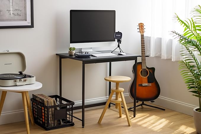 IRIS USA, Inc. 32 Inch Modern Laptop and Computer Desk Office Table for Home Office, Water and Scratch Resistant Surface Gaming Desk, Easy to Assemble Black Desk