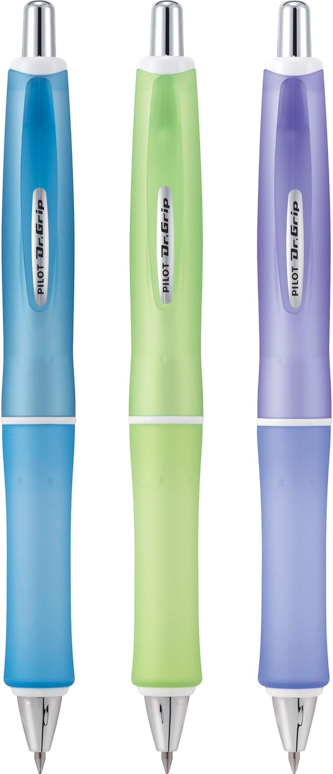PILOT Dr. Grip Frosted Refillable & Retractable Gel Ink Rollerball Pen, Medium Point, Black Ink, 3-count - Ideal for School, Journaling & Office Writing (Pack of 8)