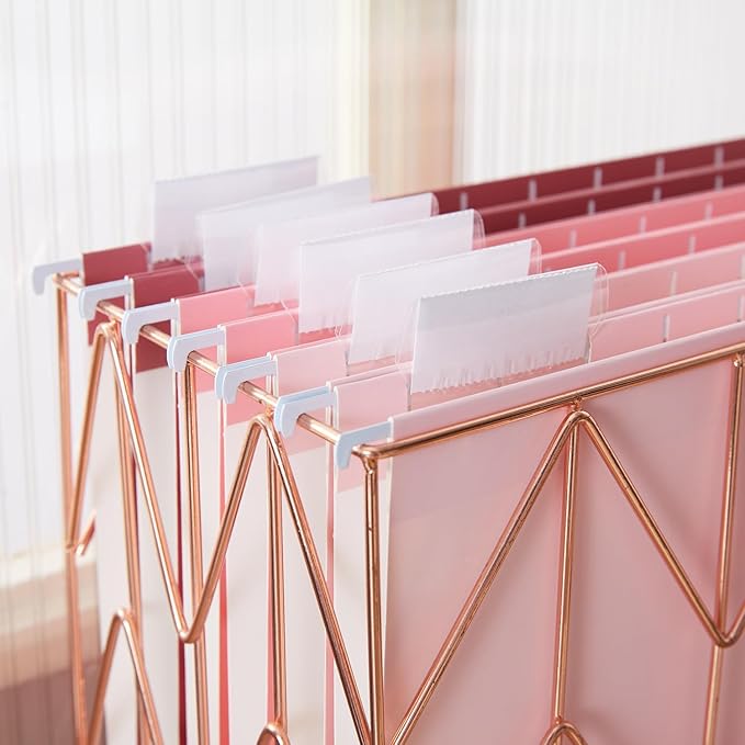 Y YOMA 18 Pack Gradient Hanging File Folders Letter Size Decorative Hanging Folder Pretty File Folder Organizer for Filing Cabinet Office Home with 1/5-Cut Adjustable Tabs, Cute Pink