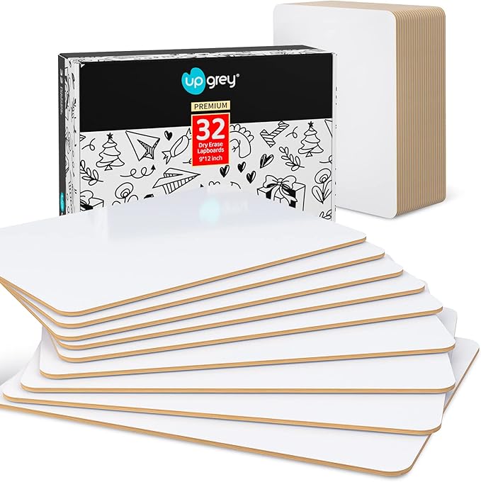 Upgrey Dry Erase Lapboards, 32 Pack Double-Sided Dry Erase Boards, Small White Boards for Classroom Students, 9"x12" Portable Mini Whiteboards for Teacher Supplies, Home and Office Work