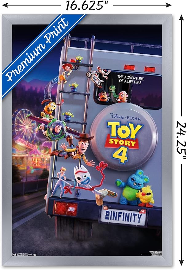 Trends International Disney Pixar Toy Story 4 - Final One Sheet Wall Poster, 14.725" x 22.375", Silver Framed Version