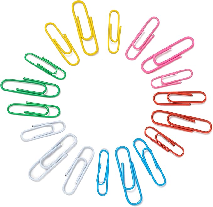 Paper Clips Assorted Sizes, Cute Colored Paper Clip for Office Supplies,Small Medium Large Jumbo, Colorful and Heavy Duty, Ideal for Bookmark- Pack of 350
