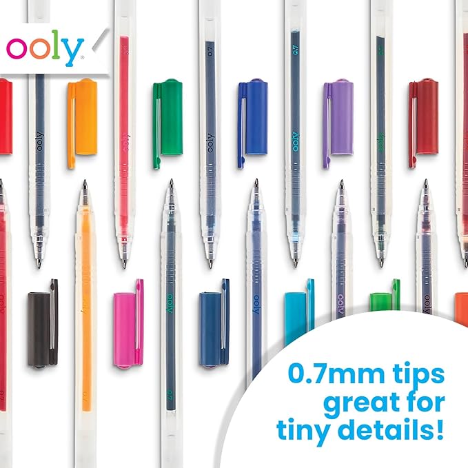 Ooly Color Luxe Gel Pen, Set of 12, Coloring, Drawing, and Notetaking Gel Pens, Great for Journaling, Scrapbooking, and any Adult Coloring Book, Colored Pens for Work, School Supplies