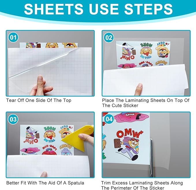 T&W SAME FILM 100 Pack Self Adhesive Laminating Sheets, Holds 8.5 x 11 Inch Laminate Paper, 9 x 12 Inch Lamination, Letter Size, Thermal Laminating Sheets, Self Sealing
