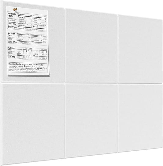 MaxGear Large Cork Board for Wall 36" x 24", White Bulletin Board, 6 Pack Felt Wall Tiles with Pushpins, Cork Boards for Office Pin Board Tack Board Cork Boards