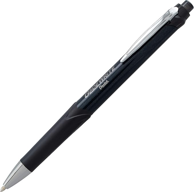 Pentel Glidewrite Signature Ballpoint Pen, (1.0mm) Medium, Black Barrel, Black Ink, Pack of 3 (BX930ABP3A)