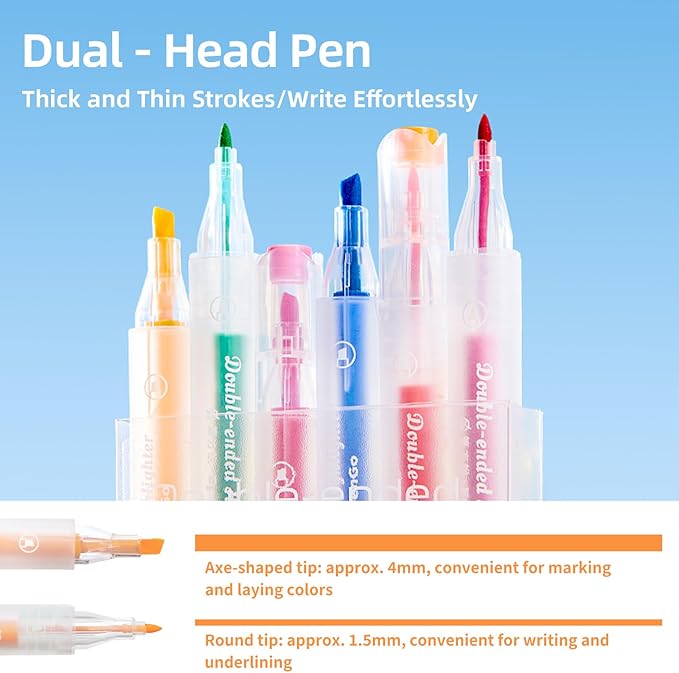 12-Pack Bible Pens and Highlighters No Bleed Through, 6 Assorted Colors Aesthetic Pastel Highlighters and 6 Pastel Ink Pens for Bible Study, Journaling, School and Office Supplies Marking