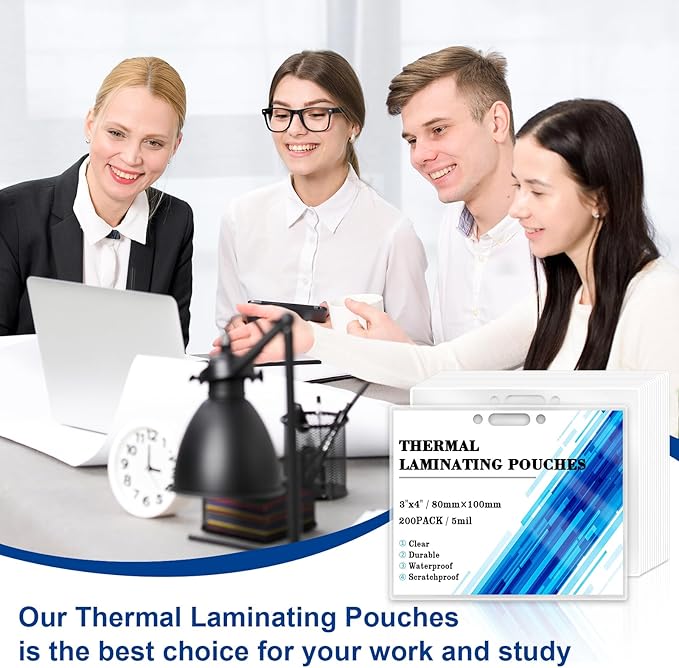 200 Pack 5mil 3x4" Thermal Laminating Pouches Badge Laminate Pouches Clear Laminated Luggage Tags Printable Laminator Pouches for Business Permits Cards (200, 2.94"x4.13"-5mil-with Holes)