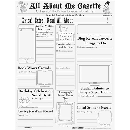Really Good Stuff Ready-to-Decorate Extra, Extra, Read All About Me Posters - 24 Posters