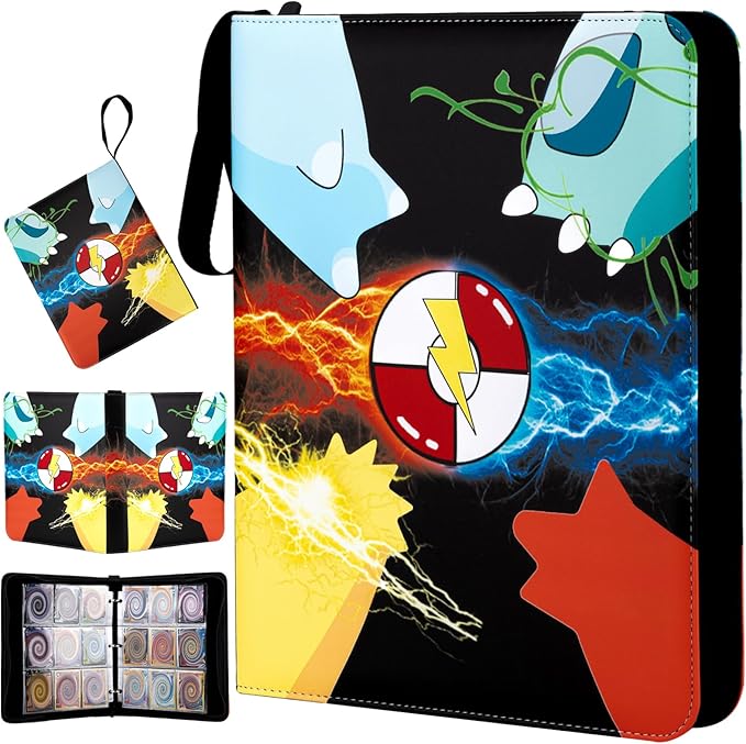 Card Binder 9 Pocket,Premium Trading Card Holder 900 Pockets 50-Page Double-Sided Storage Collection Book 3-ring Zipper Sports Book is A Toys Gift for Girls and Boys(Black)