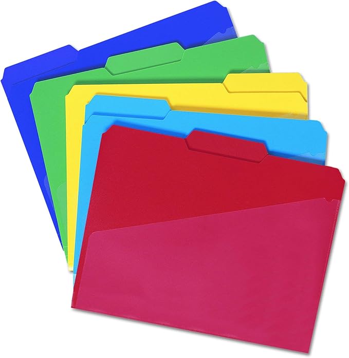 Smead Poly File Folders with Pockets, Folders for Documents, 1/3-Cut Tabs, File Folders Letter Size, Office Supplies, School Supplies, Set of 30
