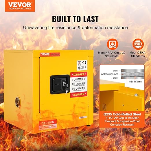 VEVOR Flammable Cabinet 17" x 17" x 18", Galvanized Steel Safety Cabinet, Adjustable Shelf Flammable Storage Cabinet, for Commercial Industrial and Home Use: Industrial & Scientific