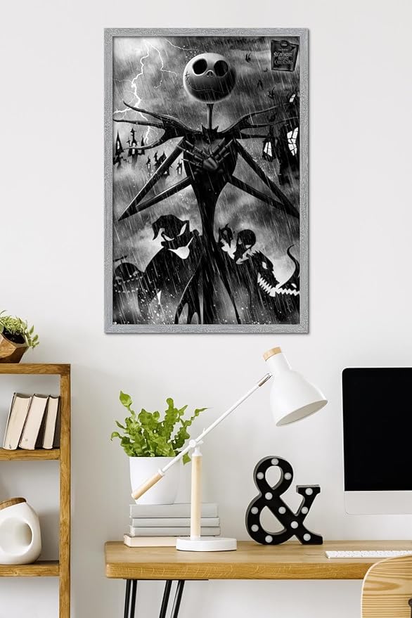 Disney Tim Burton's The Nightmare Before Christmas - Shadows Wall Poster, 34L" x 22.4W", Gray Framed Version