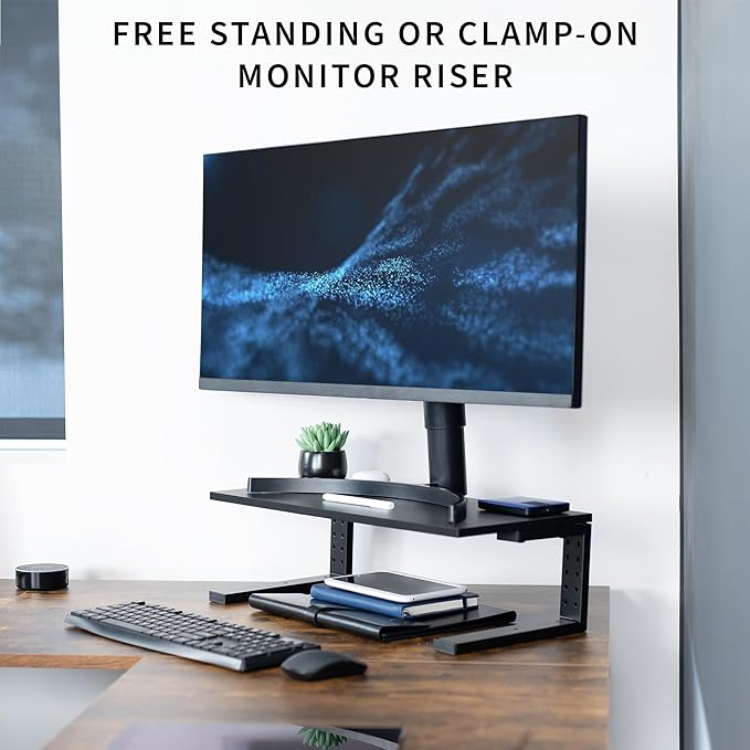 VIVO Clamp-on 22 inch Desk Extension Shelf for Gaming PC, Ergonomic Computer Monitor and Laptop Riser, Printer Stand, Versatile with Freestanding Feet Included, Desktop Organizer, DESK-SHELF22B
