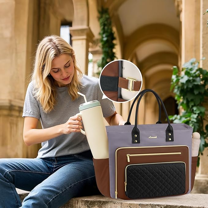 LOVEVOOK Laptop Tote Bag for Women, Work Bags Computer Laptop Bag, Teacher Nurse Bags With Large Cup Holder, Professional Briefcase Business Purses Handbag Gifts, 17 Inch