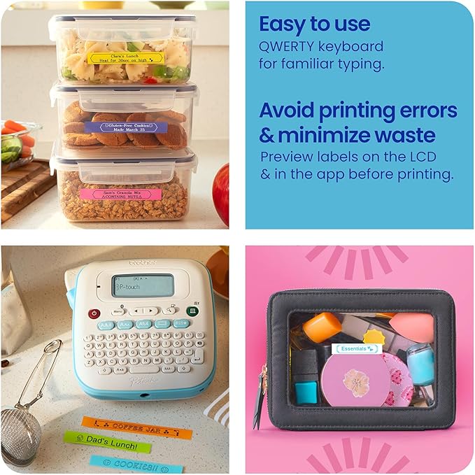 Brother P-Touch PT-N25BT Personal Connected Label Maker, Bluetooth, Design&Print2 app, Portable, Handheld and Prints with P-Touch Btag½â€ (12mm) Wide Color Label Tapes
