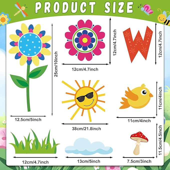 88Pcs Spring Bloom Flower Bulletin Board Decorations Set Look Who’s Blooming Classroom Decor Growth Mindset Photo Posting Craft Cutouts for School Offices Classroom Back to School Party Supplies