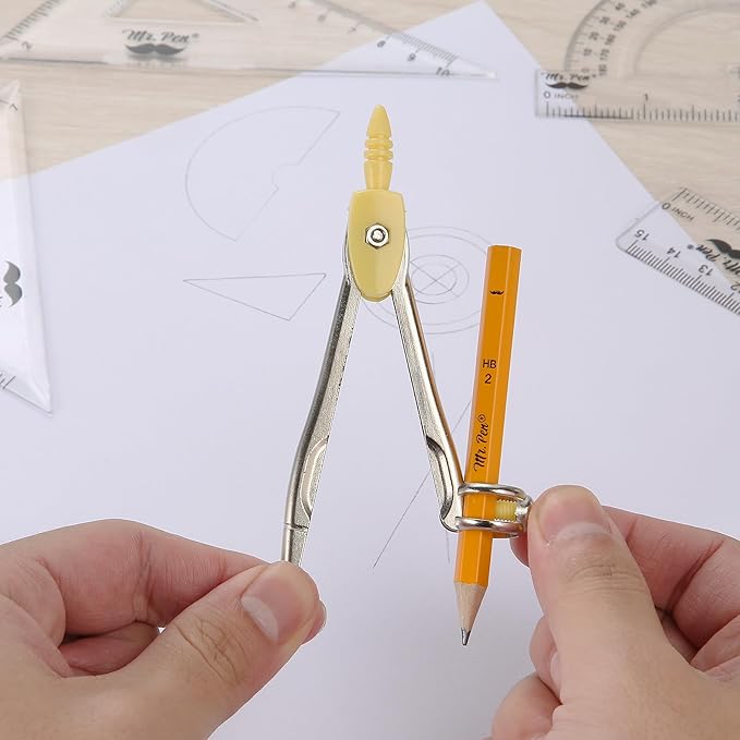 Mr. Pen- Geometry Set, 13 pcs, Compass for Geometry Compass, Geometry Kit Set with Shatterproof Storage Box, Math Compass, Geometry Set for School, Compass Math, Protractor and Compass Set