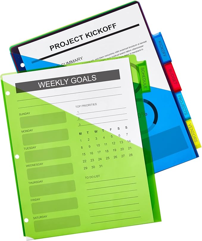 Avery Dividers for 3 Ring Binders, 5-Tab Two-Pocket Plastic Binder Dividers, Multicolor (24 Sets of 11906)