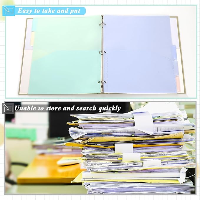 5 Sets 5 Tab Binder Dividers with Pockets for 3 Ring Plastic Binders 8.5 x 11 Inches 3 Hole Punched Page Divider Sturdy Colorful Dividers for Office School Business Home Organizer (Pastel Color)