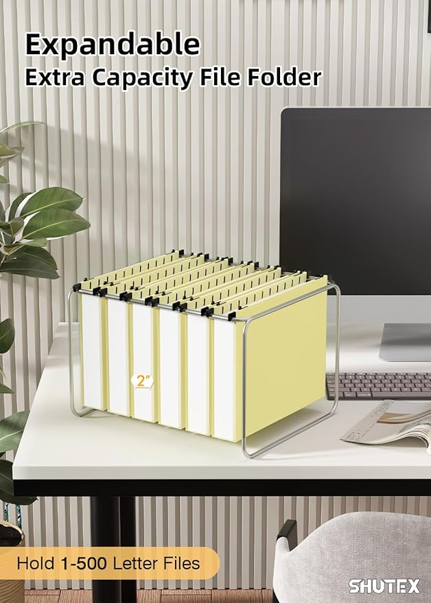Extra Capacity Plastic Hanging File Folders,12 Pack Reinforced Hang Folder,Heavy Duty 2 Inch Expansion,Filing Cabinet Folders Letter Size for Bulk Files/Medical Charts(Cream Yellow)