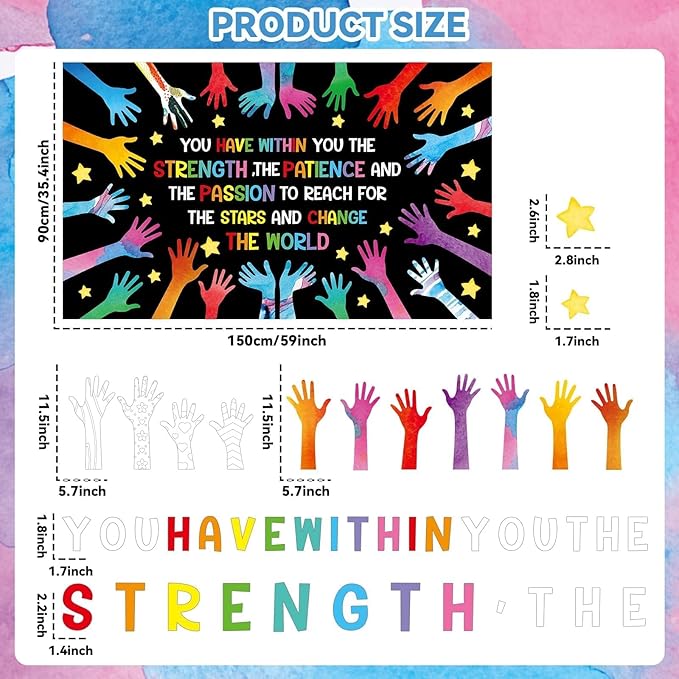 We Can Change The World Bulletin Board Set Student Diversity Bulletin Board Decorations Colorful Handprint Themed Classroom Bulletin Boards Motivational Hands Cutouts School Wall Decor