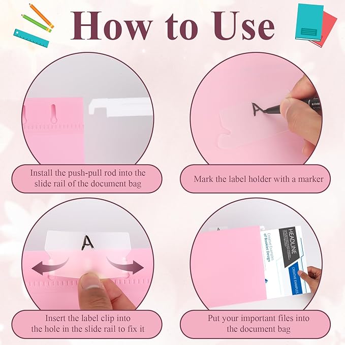 Letter Size Pink Hanging File Folders Hanging Document Folder Plastic Transparent Hanging File Folder for File Cabinets Document Filing (20, Pink)