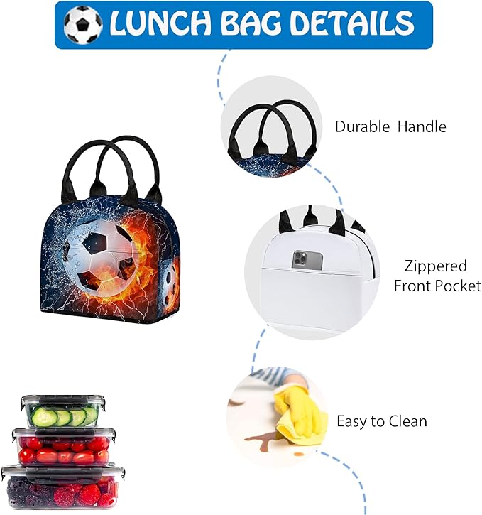 3PCS Backpack for Boys Girls, Kids Soccer Back to School Backpack Sets with Lunch Bag Pencil Case, 17 Inch Lightweight Bookpack 3 in 1 Set for Teens Elementary Middle High School Students