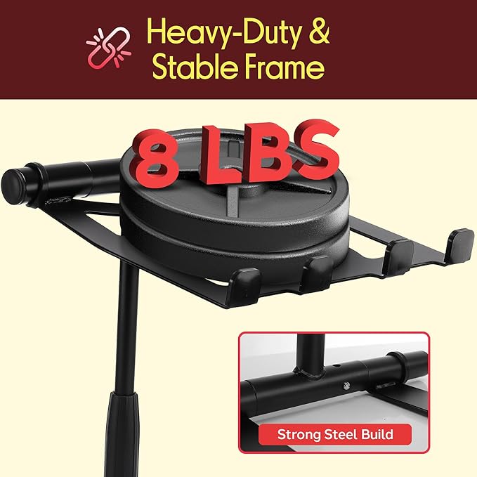 Pyle Portable Folding Laptop Stand - Standing Table with Adjustable Angle, Foldable Height and Four Prong Anti-Slip Tray for iPad, Tablet, DJ Mixer, Workstation, Gaming and Home Use - PLPTS55