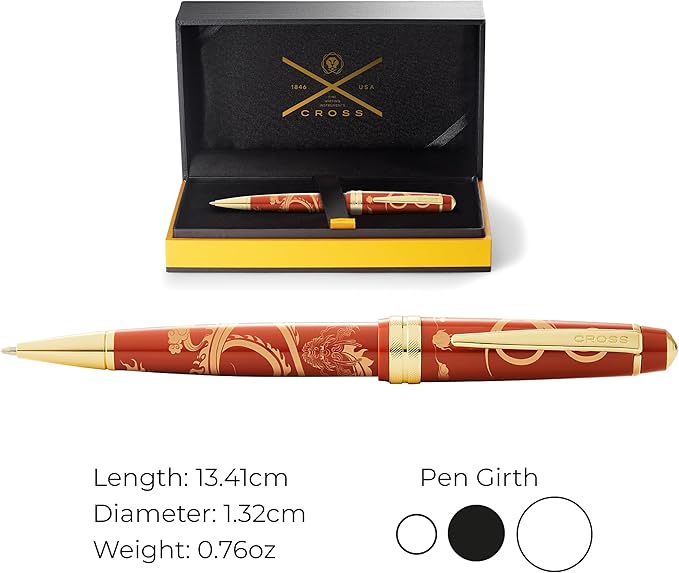 Cross Bailey Light 2024 Year of the Dragon Polished Amber Resin and Gold Tone Ballpoint Pen with Pad Printing