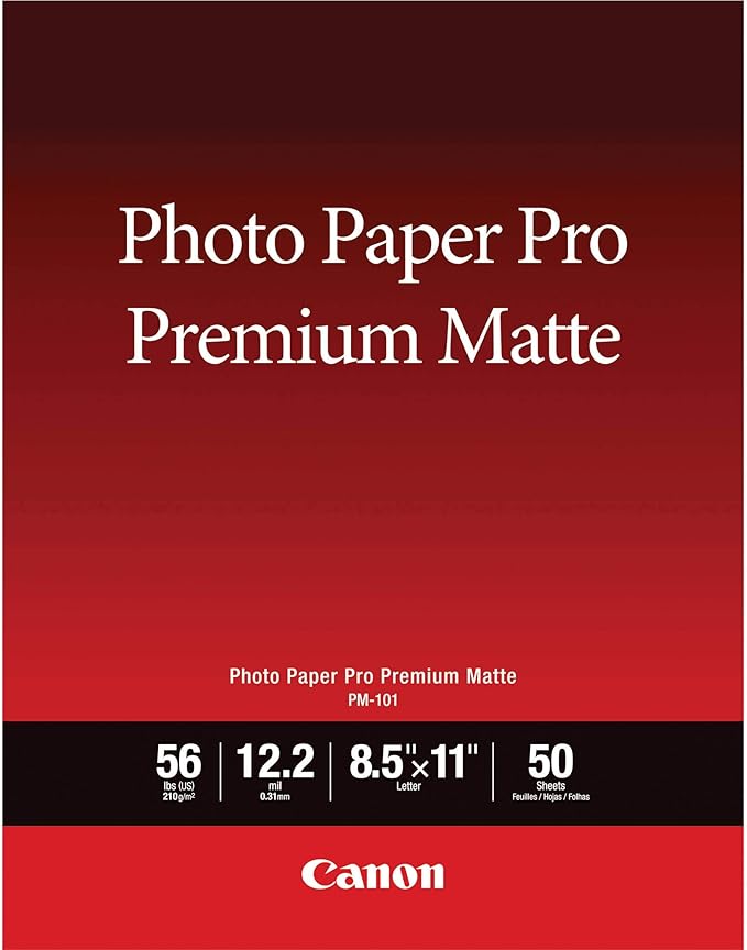 Canon PM-101 Photo Paper Pro Premium Matte (8.5 x 11", 50 Sheets)