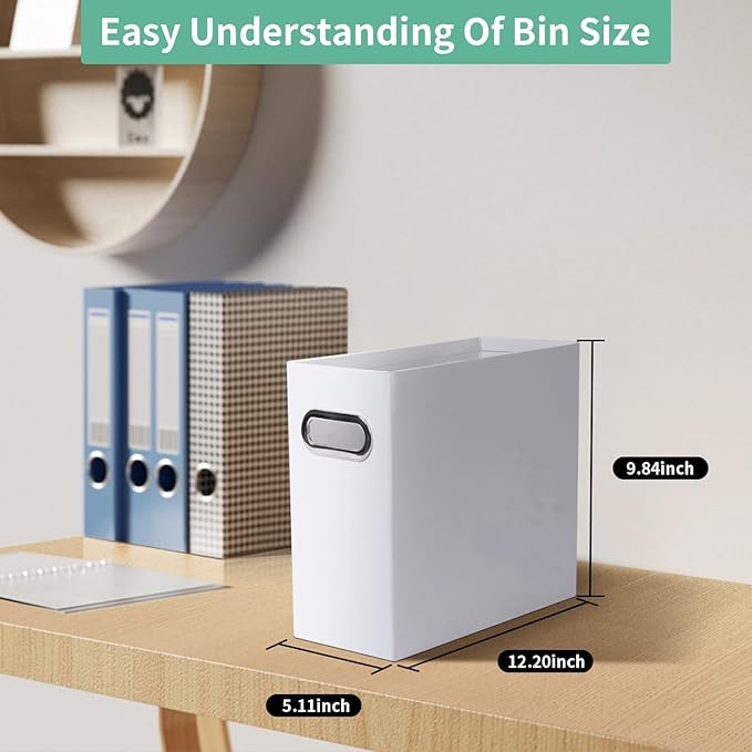 Collapsible File Organizer Box with Handle,12.20x5.11x9.84Inches, Filing Organizer for Home or Office, Small Portable File Box(4 Packs, White)