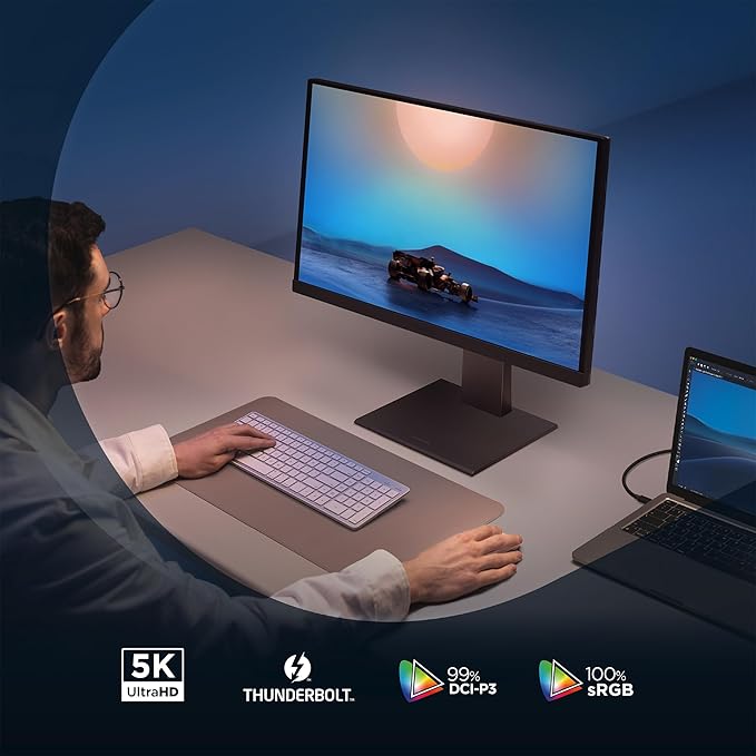ViewSonic VP2788-5K 27" 5K Mac-Ready Monitor with 100% sRGB, 99% DCI-P3, Pantone Validated, Advanced Ergonomics, Thunderbolt 4, USB Hub, HDMI, and DP for Home and Office