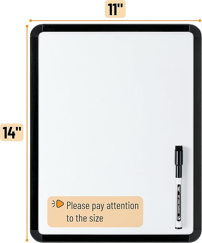 Mr. Pen- Dry Erase Board, 14” x 11” with a Black Dry Erase Marker, Small Mini White Board for Students